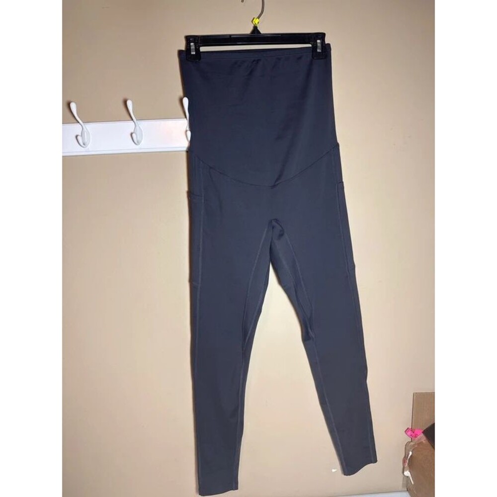 Poshdivah Dark Gray Maternity Leggings with Pockets Women's M 4027
